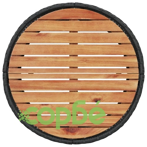 Градински диван с маса и възглавници полукръгъл черен полиратан ➤ топ цена ➤ sorbe.bg