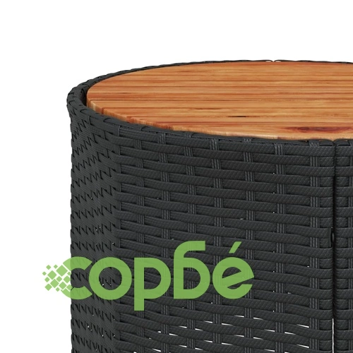 Градински диван с маса и възглавници полукръгъл черен полиратан ➤ топ цена ➤ sorbe.bg