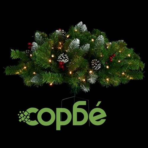 Изкуствена осветена коледна елха за алея, зелена, 40 см, PVC ➤ топ цена ➤ sorbe.bg