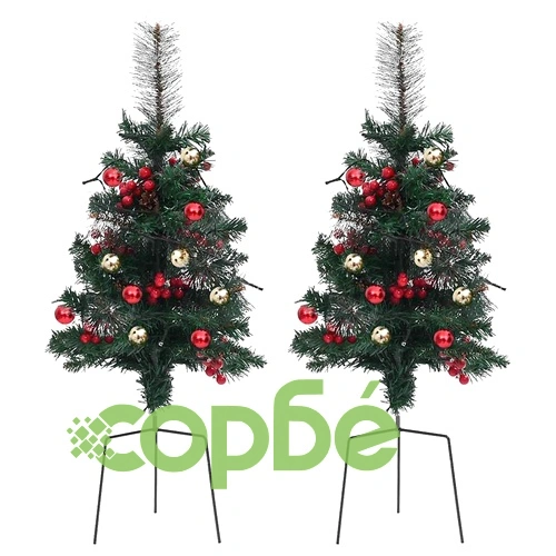 Изкуствени осветени коледни елхи за алея, 2 бр, 76 см, PVC ➤ топ цена ➤ sorbe.bg