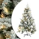 Коледна елха с флокиран сняг, LED и шишарки, 150 см, PVC и PE