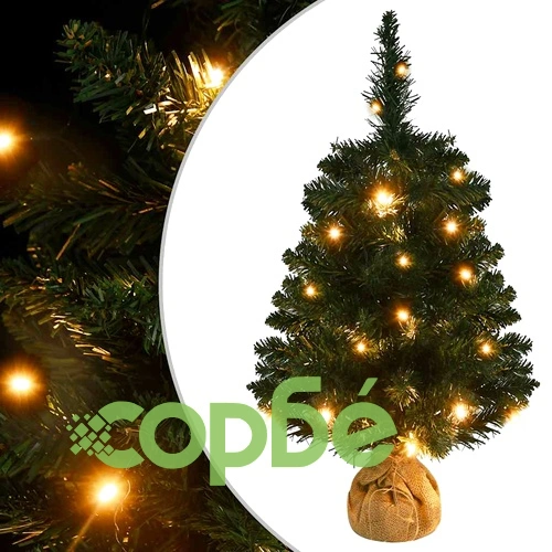 Изкуствена осветена коледна елха със стойка зелена 60 см PVC ➤ топ цена ➤ sorbe.bg