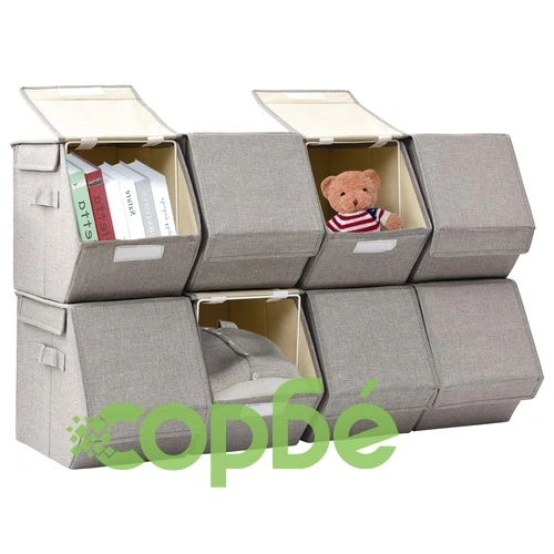 Стифиращи кутии за съхранение с капак комплект от 8 бр плат сив ➤ топ цена ➤ sorbe.bg