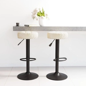 Бар табуретки, 2 бр, кремави, кадифе