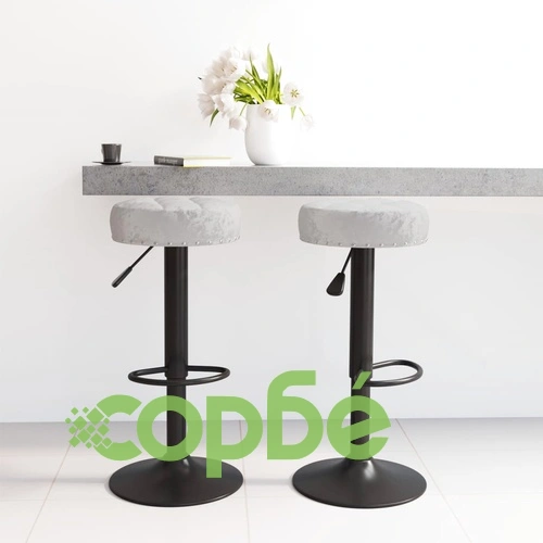 Бар табуретки, 2 бр, сиви, кадифе ➤ топ цена ➤ sorbe.bg
