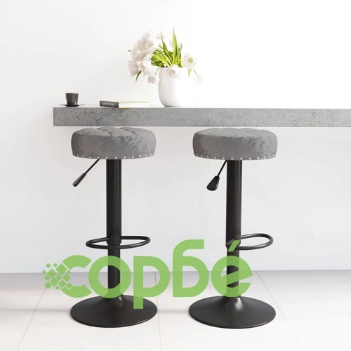 Бар табуретки, 2 бр, тъмносиви, кадифе ➤ топ цена ➤ sorbe.bg