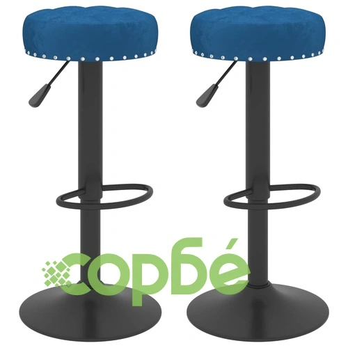 Бар табуретки, 2 бр, сини, кадифе ➤ топ цена ➤ sorbe.bg