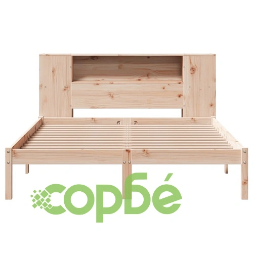 Легло с етажерка за книги, без матрак, 140x190 см, бор масив ➤ топ цена ➤ sorbe.bg