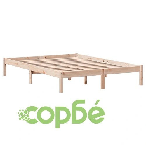 Легло с етажерка за книги, без матрак, 140x190 см, бор масив ➤ топ цена ➤ sorbe.bg