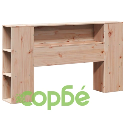 Легло с етажерка за книги, без матрак, 140x190 см, бор масив ➤ топ цена ➤ sorbe.bg