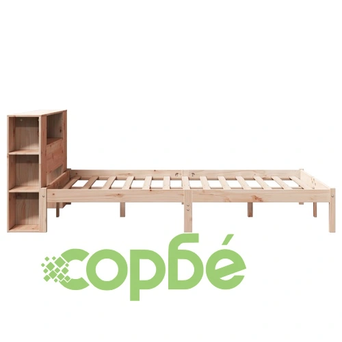 Легло с етажерка за книги, без матрак, 140x190 см, бор масив ➤ топ цена ➤ sorbe.bg