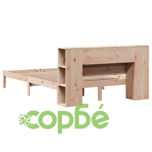 Легло с етажерка за книги, без матрак, 140x190 см, бор масив ➤ топ цена ➤ sorbe.bg