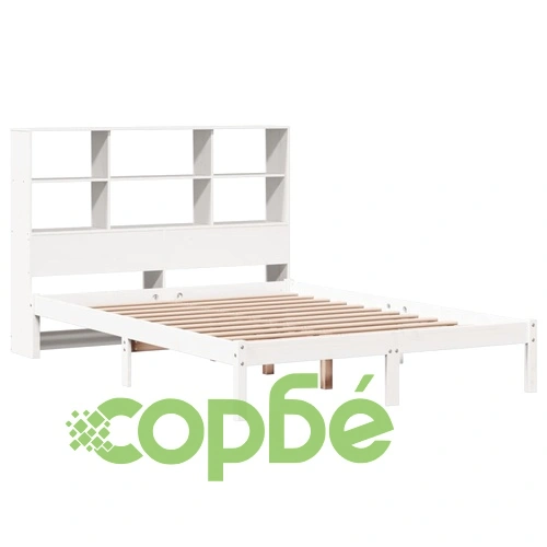 Легло с етажерка за книги, без матрак, 140x190 см, бор масив ➤ топ цена ➤ sorbe.bg