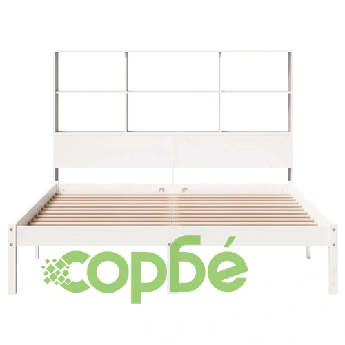 Легло с етажерка за книги, без матрак, 140x190 см, бор масив ➤ топ цена ➤ sorbe.bg