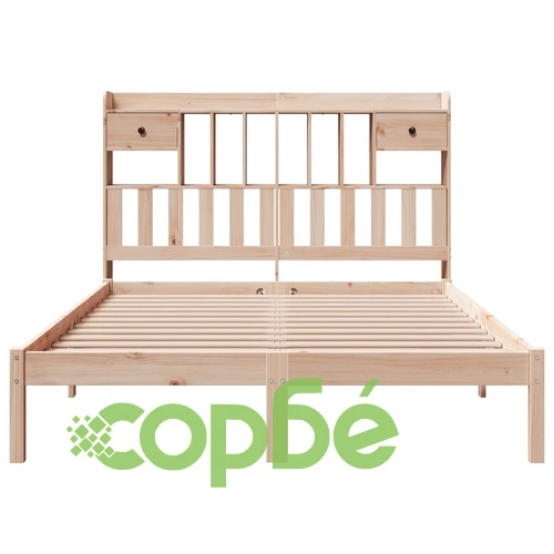 Легло с етажерка за книги, без матрак, 140x190 см, бор масив ➤ топ цена ➤ sorbe.bg