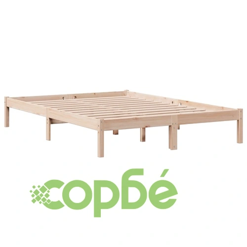 Легло с етажерка за книги, без матрак, 140x190 см, бор масив ➤ топ цена ➤ sorbe.bg