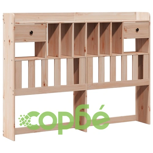 Легло с етажерка за книги, без матрак, 140x190 см, бор масив ➤ топ цена ➤ sorbe.bg