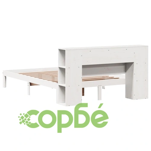 Легло с етажерка за книги, без матрак, 120x190 см, бор масив ➤ топ цена ➤ sorbe.bg