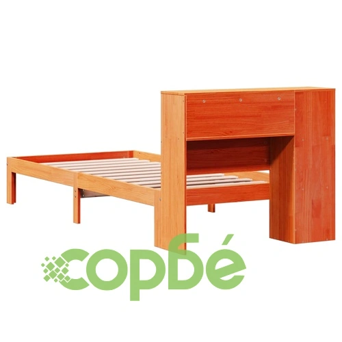 Легло с рафтове за книги без матрак кафяв 90x190 см бор масив ➤ топ цена ➤ sorbe.bg