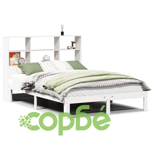 Легло с етажерка за книги, без матрак, 140x190 см, бор масив ➤ топ цена ➤ sorbe.bg