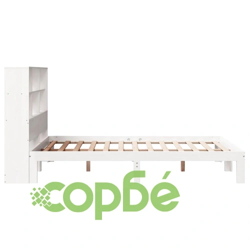 Легло с етажерка за книги, без матрак, 140x190 см, бор масив ➤ топ цена ➤ sorbe.bg