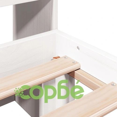 Легло с етажерка за книги, без матрак, 140x190 см, бор масив ➤ топ цена ➤ sorbe.bg