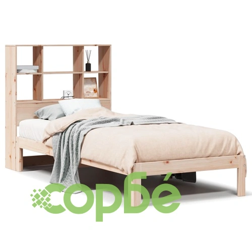 Легло с рафтове за книги, без матрак, 90x200 см, бор масив ➤ топ цена ➤ sorbe.bg