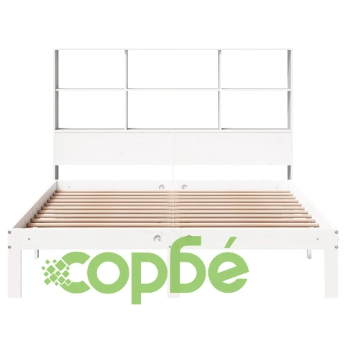 Легло с етажерка за книги, без матрак, 150x200 см, бор масив ➤ топ цена ➤ sorbe.bg