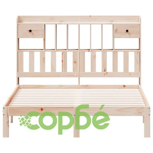 Легло с етажерка за книги, без матрак, 160x200 см, бор масив ➤ топ цена ➤ sorbe.bg