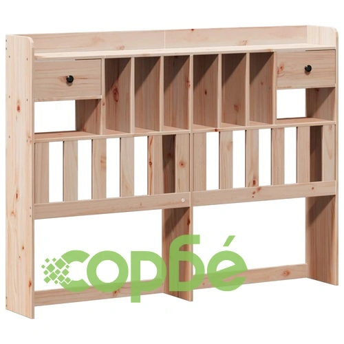 Легло с етажерка за книги, без матрак, 160x200 см, бор масив ➤ топ цена ➤ sorbe.bg