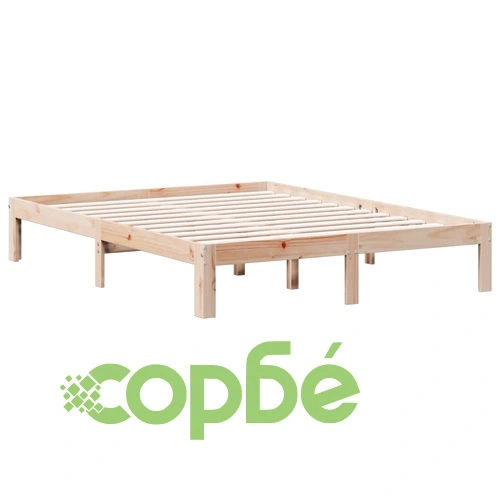 Легло с етажерка за книги, без матрак, 160x200 см, бор масив ➤ топ цена ➤ sorbe.bg