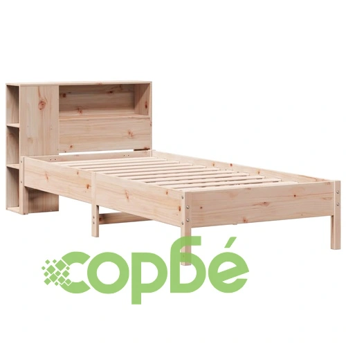 Легло с рафтове за книги, без матрак, 90x200 см, бор масив ➤ топ цена ➤ sorbe.bg