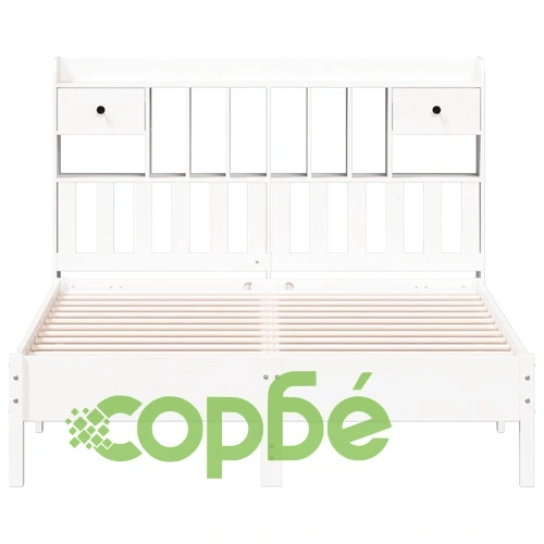 Легло с етажерка за книги, без матрак, 140x190 см, бор масив ➤ топ цена ➤ sorbe.bg