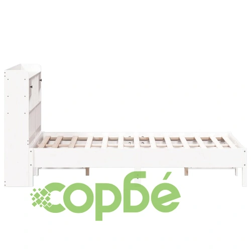 Легло с етажерка за книги, без матрак, 140x190 см, бор масив ➤ топ цена ➤ sorbe.bg