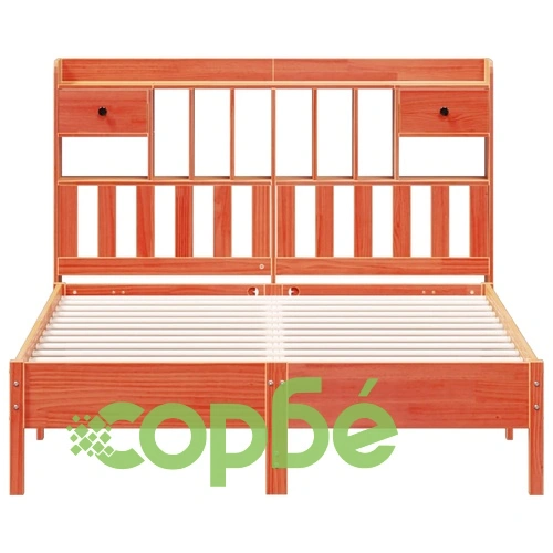 Легло с етажерка за книги, без матрак, 140x190 см, бор масив ➤ топ цена ➤ sorbe.bg