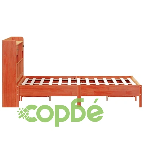 Легло с етажерка за книги, без матрак, 140x190 см, бор масив ➤ топ цена ➤ sorbe.bg