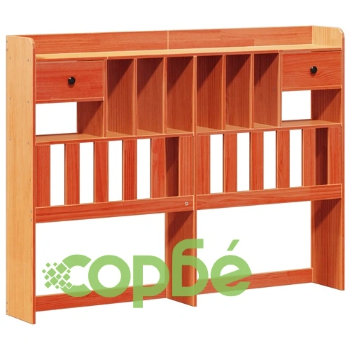 Легло с етажерка за книги, без матрак, 140x190 см, бор масив ➤ топ цена ➤ sorbe.bg