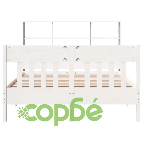 Рамка за легло без матрак, бял, 160x200 см, бор масив ➤ топ цена ➤ sorbe.bg