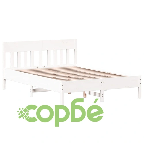 Рамка за легло без матрак, бял, 160x200 см, бор масив ➤ топ цена ➤ sorbe.bg