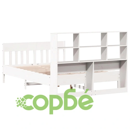 Рамка за легло без матрак, бял, 160x200 см, бор масив ➤ топ цена ➤ sorbe.bg