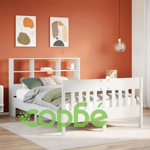 Рамка за легло без матрак, бял, 160x200 см, бор масив ➤ топ цена ➤ sorbe.bg