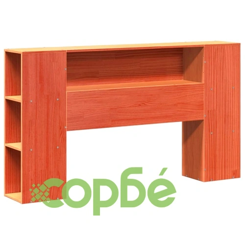 Легло с етажерка за книги, без матрак, 140x190 см, дърво масив ➤ топ цена ➤ sorbe.bg