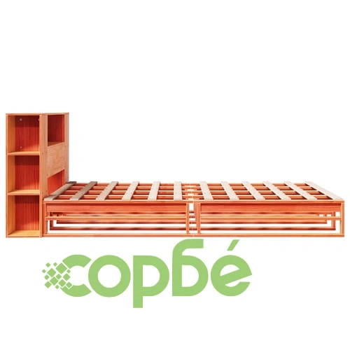 Легло с етажерка за книги, без матрак, 140x190 см, дърво масив ➤ топ цена ➤ sorbe.bg