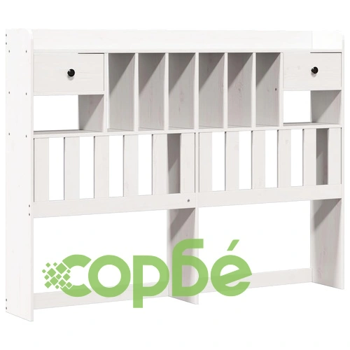 Легло с етажерка за книги, без матрак, 140x190 см, бор масив ➤ топ цена ➤ sorbe.bg