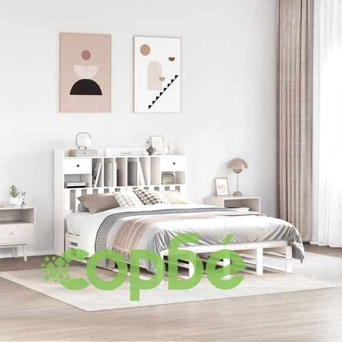 Легло с етажерка за книги, без матрак, 140x190 см, бор масив ➤ топ цена ➤ sorbe.bg