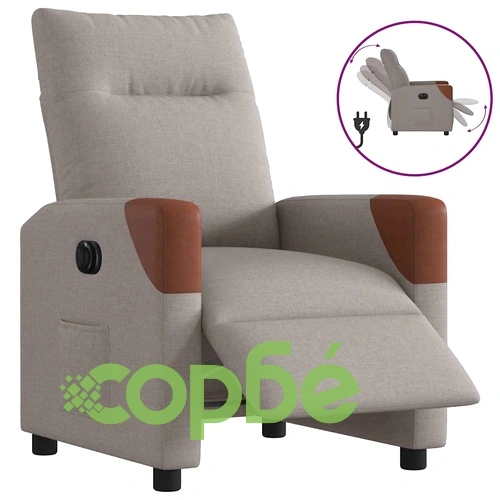 Електрически реклайнер стол, таупе, текстил ➤ топ цена ➤ sorbe.bg