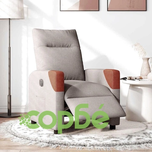 Електрически реклайнер стол, таупе, текстил ➤ топ цена ➤ sorbe.bg