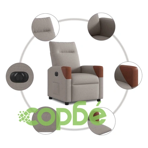 Електрически реклайнер стол, таупе, текстил ➤ топ цена ➤ sorbe.bg