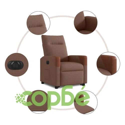 Електрически изправящ реклайнер стол, кафяв, текстил ➤ топ цена ➤ sorbe.bg