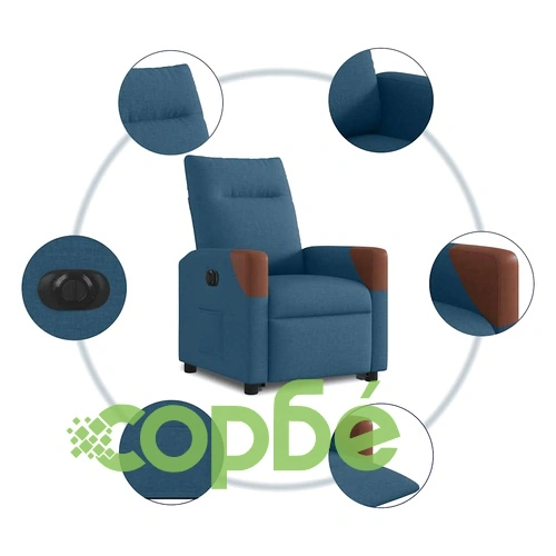 Електрическа стойка нагоре Реклинер стол Синя тъкан ➤ топ цена ➤ sorbe.bg